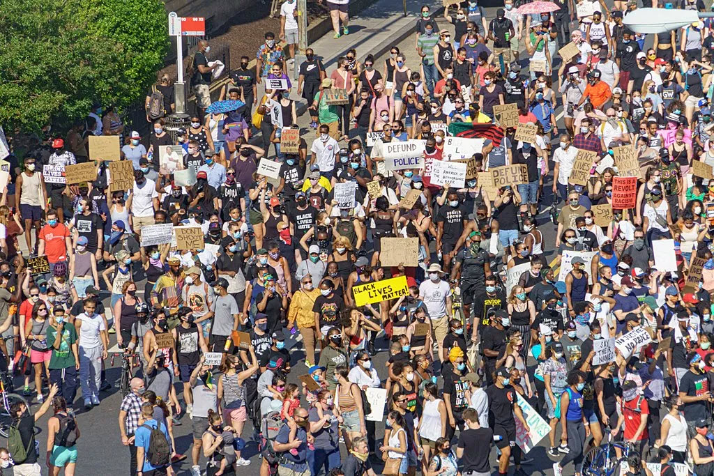 Large demonstration protesting murder of George Floyd